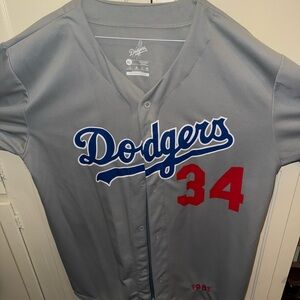 Dodgers Gray Jersey with Red Number